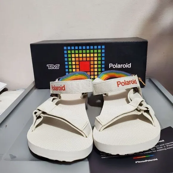 Teva Polaroid Mens Sz 8 Sandals Light Gray (1125392) Hike Camp Water Adjustable