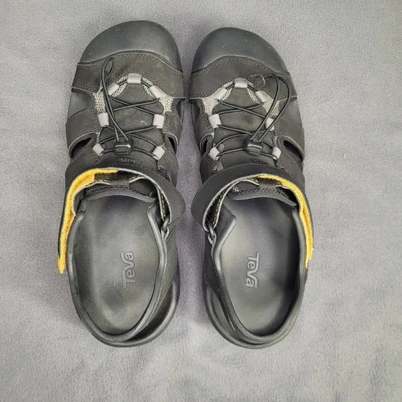 TEVA Shoes Mens 12 Black Flintwood Water Sandals Bungee Laces Hiking Outdoor