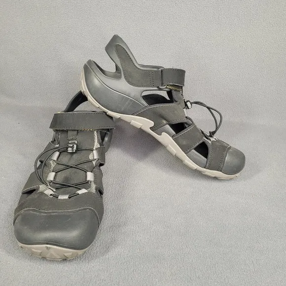 TEVA Shoes Mens 12 Black Flintwood Water Sandals Bungee Laces Hiking Outdoor