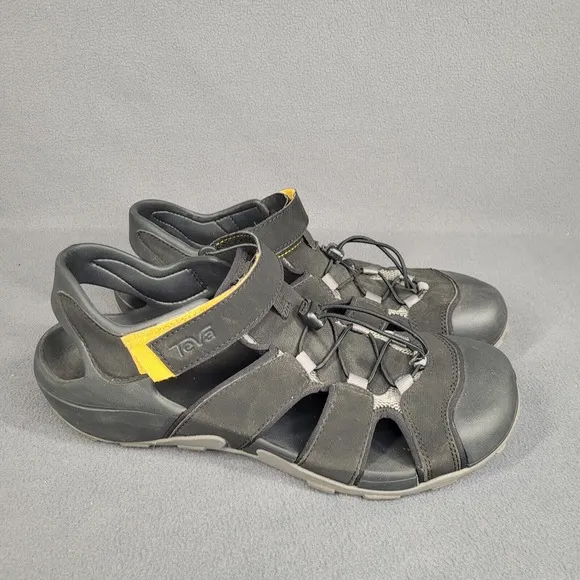 TEVA Shoes Mens 12 Black Flintwood Water Sandals Bungee Laces Hiking Outdoor