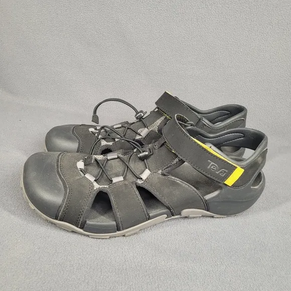 TEVA Shoes Mens 12 Black Flintwood Water Sandals Bungee Laces Hiking Outdoor