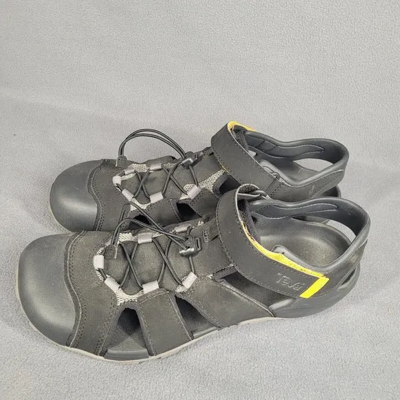 TEVA Shoes Mens 12 Black Flintwood Water Sandals Bungee Laces Hiking Outdoor