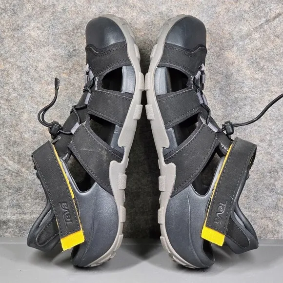 TEVA Shoes Mens 9 Black Flintwood Water Sandals Bungee Laces Hiking Outdoor