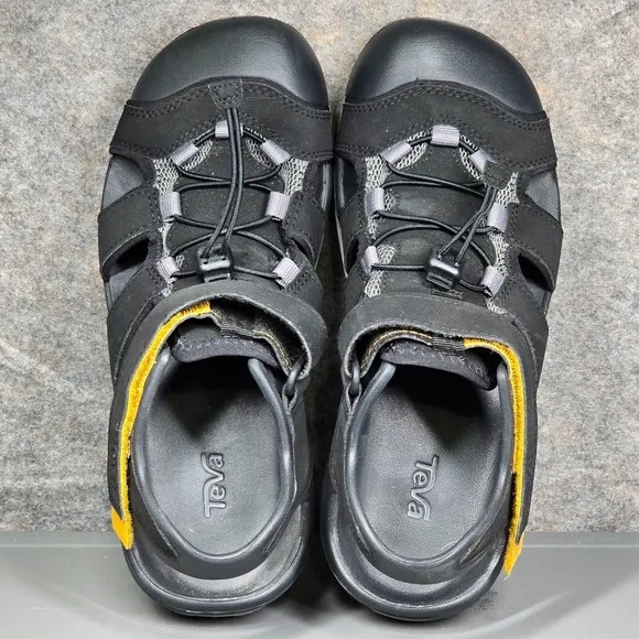 TEVA Shoes Mens 9 Black Flintwood Water Sandals Bungee Laces Hiking Outdoor