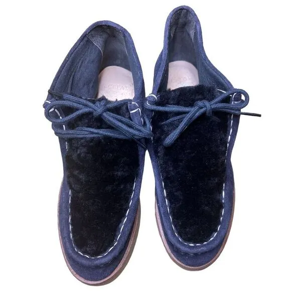 The Great The Trooper Chukka Boot in Midnight Black Shearling NWOB Size 7