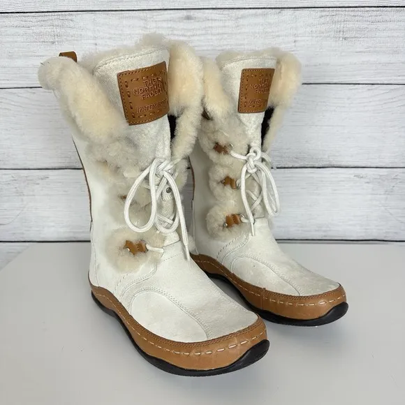 The North Face Abby IV Primaloft 200 Gram Insulation Beige Brown Suede Boot Sz 7