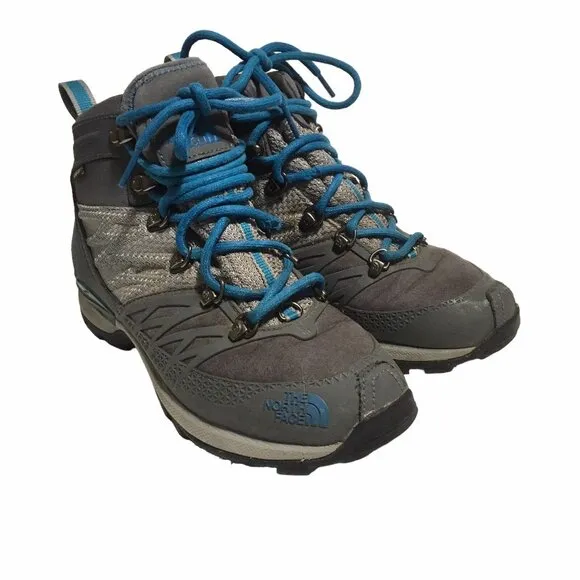 The North Face Goretex Hiking Boots Women Size 6 Primaloft Gray Blue