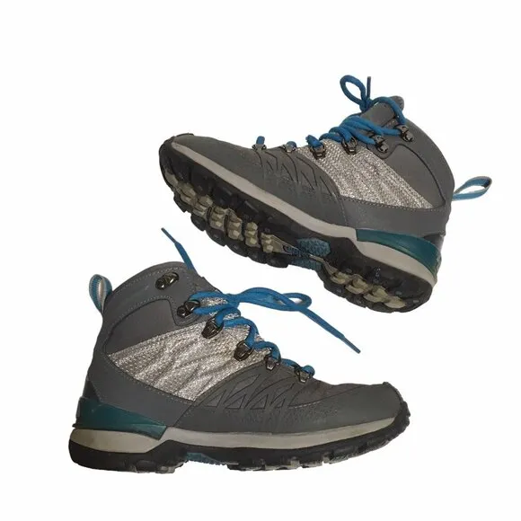 The North Face Goretex Hiking Boots Women Size 6 Primaloft Gray Blue
