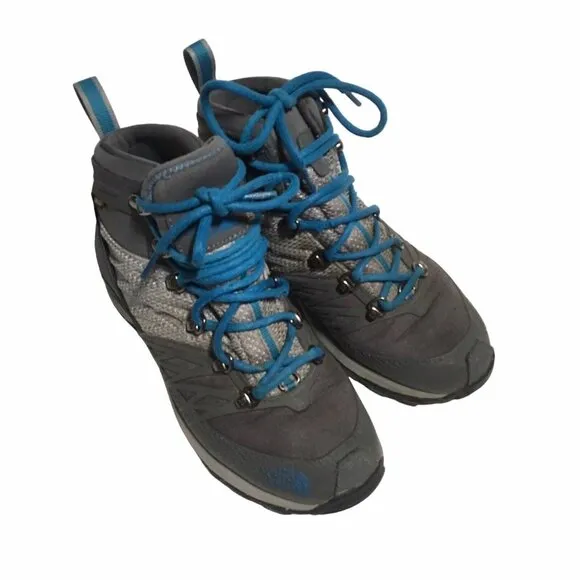The North Face Goretex Hiking Boots Women Size 6 Primaloft Gray Blue