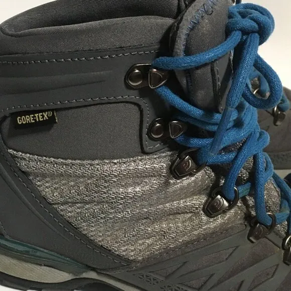 The North Face Goretex Hiking Boots Women Size 6 Primaloft Gray Blue