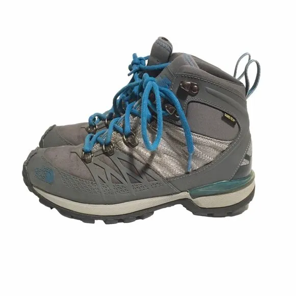 The North Face Goretex Hiking Boots Women Size 6 Primaloft Gray Blue