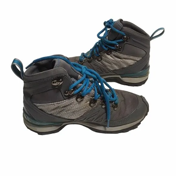 The North Face Goretex Hiking Boots Women Size 6 Primaloft Gray Blue