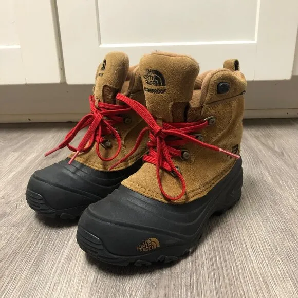 The North Face Kid's Size 3 Snow Boots Suede Waterproof Insulated Hiking Shoes