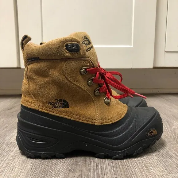The North Face Kid's Size 3 Snow Boots Suede Waterproof Insulated Hiking Shoes