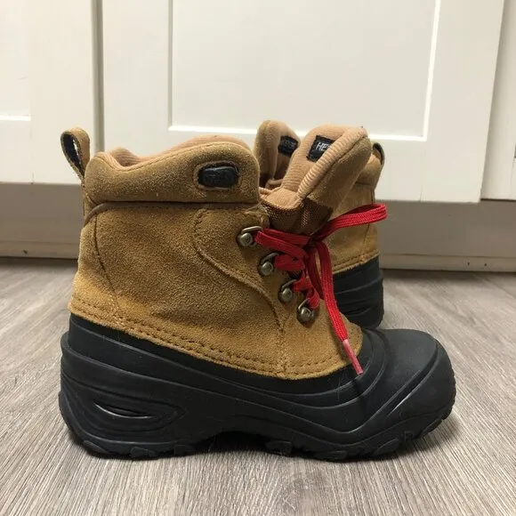 The North Face Kid's Size 3 Snow Boots Suede Waterproof Insulated Hiking Shoes