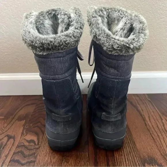 The North Face Nuptse Purna Snow Boots Plum Kitten Grey Women Size 11 NF00A0Z3
