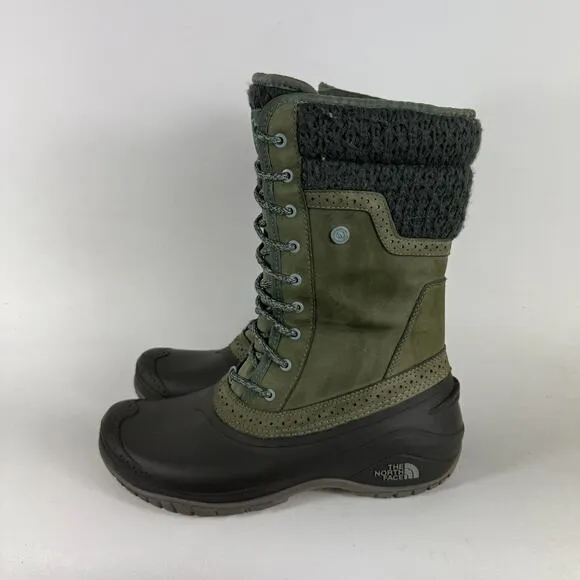 The North Face Shellista II Snow Boot Women's 10 Green Round Toe Waterproof