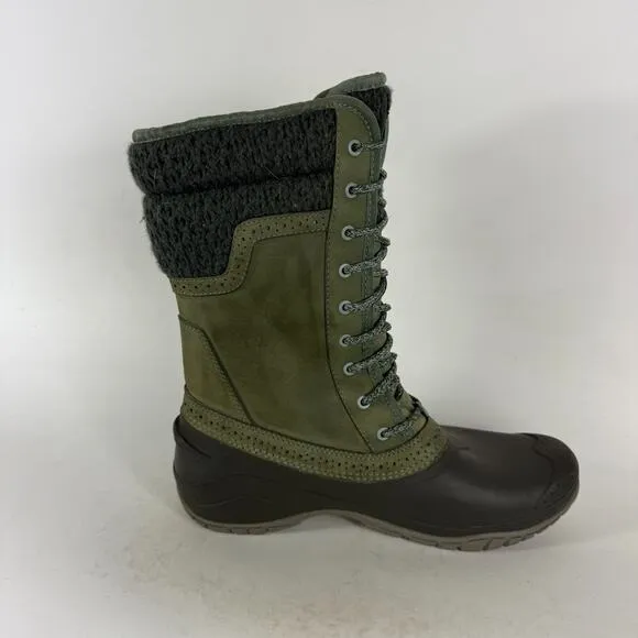 The North Face Shellista II Snow Boot Women's 10 Green Round Toe Waterproof