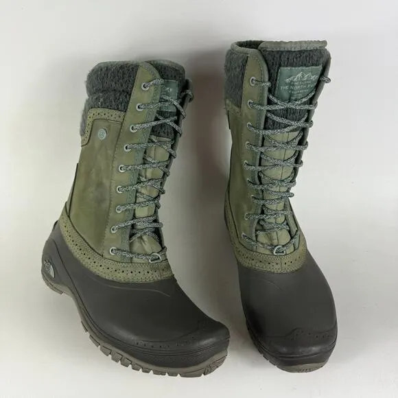 The North Face Shellista II Snow Boot Women's 10 Green Round Toe Waterproof