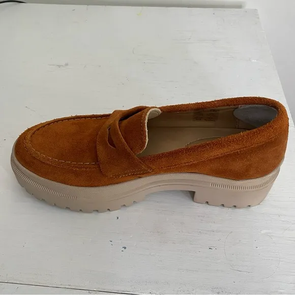 The Patina Leather Suede Lug Sole Loafer Shoes Sz 7