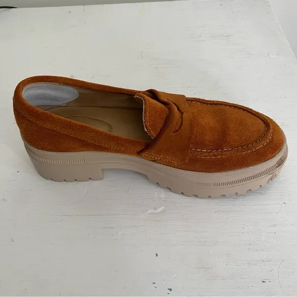 The Patina Leather Suede Lug Sole Loafer Shoes Sz 7
