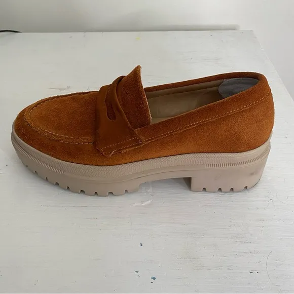 The Patina Leather Suede Lug Sole Loafer Shoes Sz 7