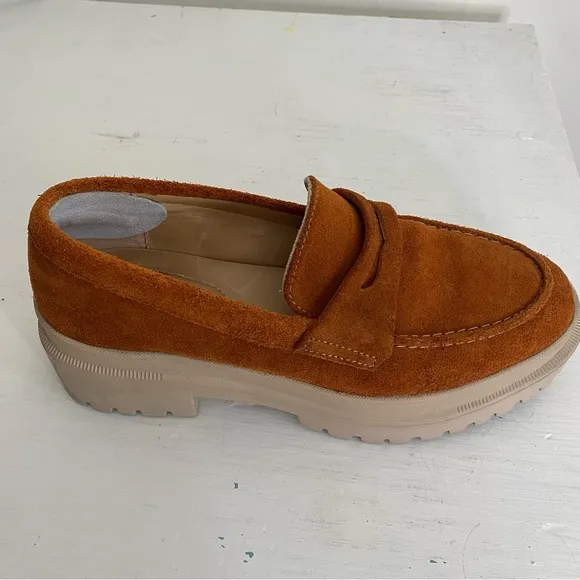 The Patina Leather Suede Lug Sole Loafer Shoes Sz 7