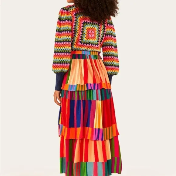 The Sunset Stripes Lenzing™ Ecovero™ Viscose Midi Skirt