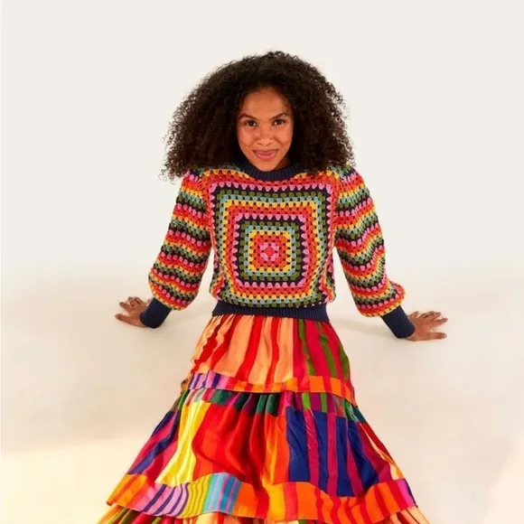 The Sunset Stripes Lenzing™ Ecovero™ Viscose Midi Skirt