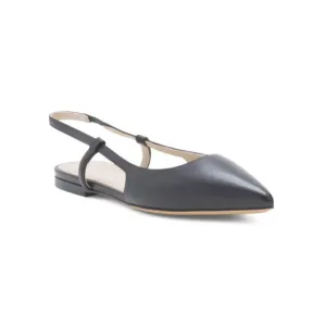 THEORY Black Made In Italy Leather Slingback Flats