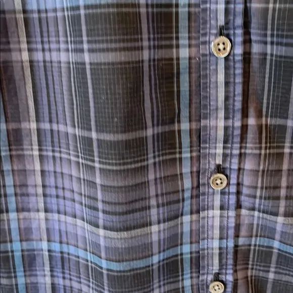 Theory Black Purple Blue Plaid Button Down Shirt Small