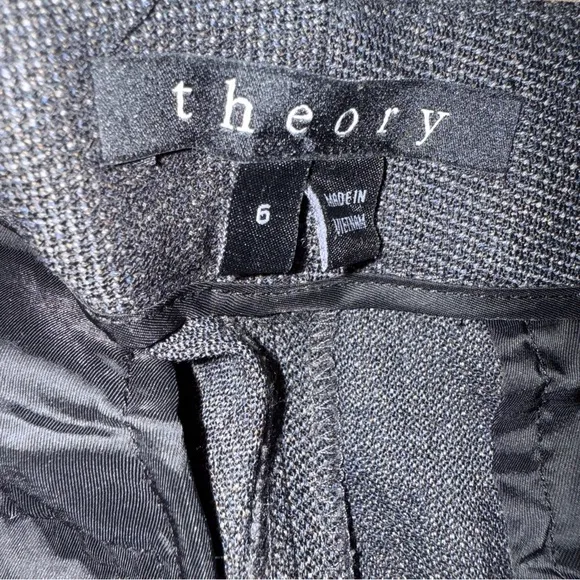 Theory Wool Blend Blazer &amp; Dress Pants Set Sz 6 Black White Gray
