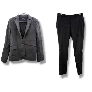 Theory Wool Blend Blazer &amp; Dress Pants Set Sz 6 Black White Gray