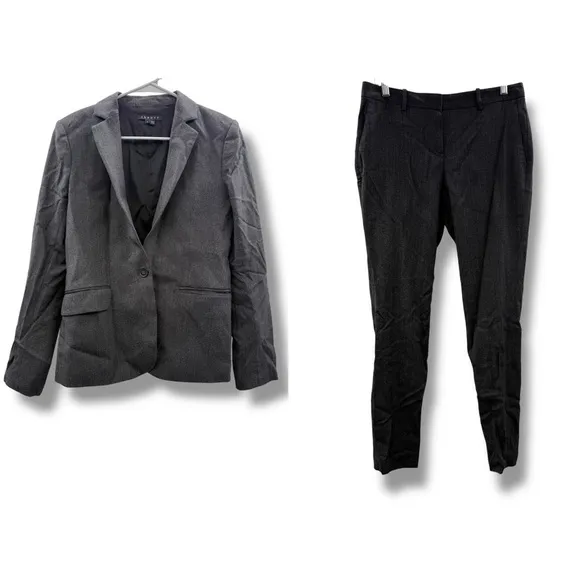 Theory Wool Blend Blazer &amp; Dress Pants Set Sz 6 Black White Gray
