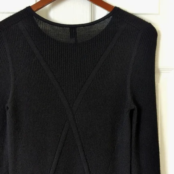 Theyskens' Theory Cashmere &amp; Silk Lightweight Ribbed Knit Sweater Black Large