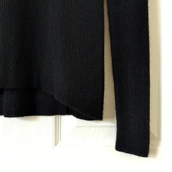 Theyskens' Theory Cashmere &amp; Silk Lightweight Ribbed Knit Sweater Black Large