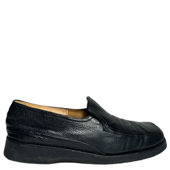 Thierry Rabotin Black Pebbled Leather Loafer Mens Sz. 12.5