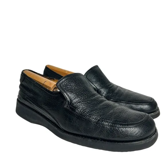 Thierry Rabotin Black Pebbled Leather Loafer Mens Sz. 12.5