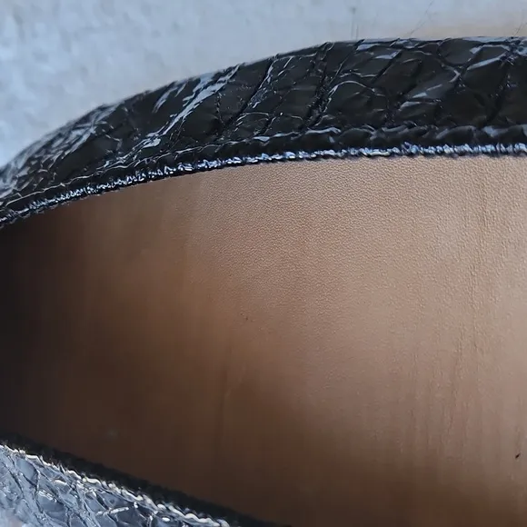 Tieks Obsidian Black Croc Patent Leather Ballet Flats Sz 11 EUC