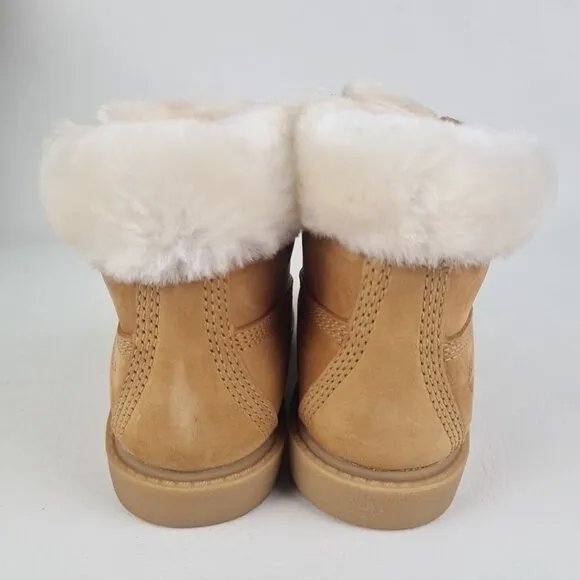 Timberland 6 In Pom Pom Boots Little Kids Wheat Hiking Outdoors