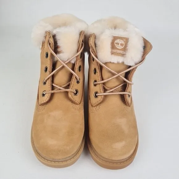 Timberland 6 In Pom Pom Boots Little Kids Wheat Hiking Outdoors
