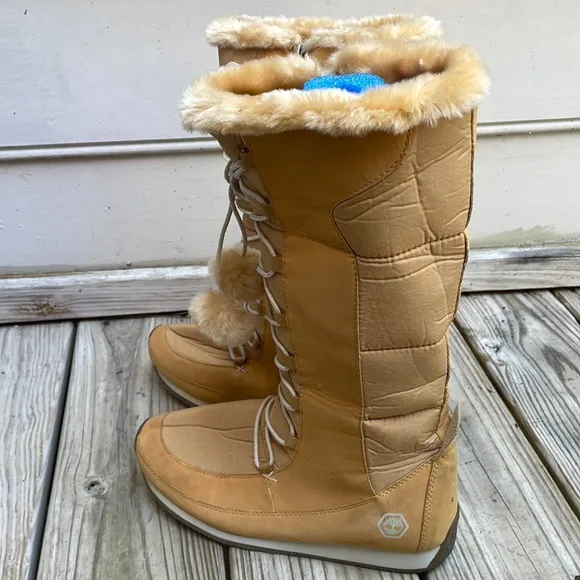 Timberland Boots - Girls Nordic Groove Wheat Winter Leather Tall Boots Size J7