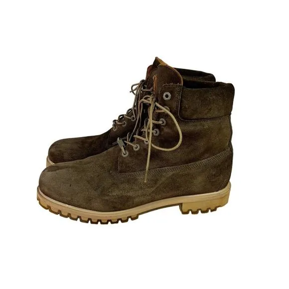 Timberland Boots Men's Size 12 Green Suede Autumn Leaf Waterproof Work Hiking