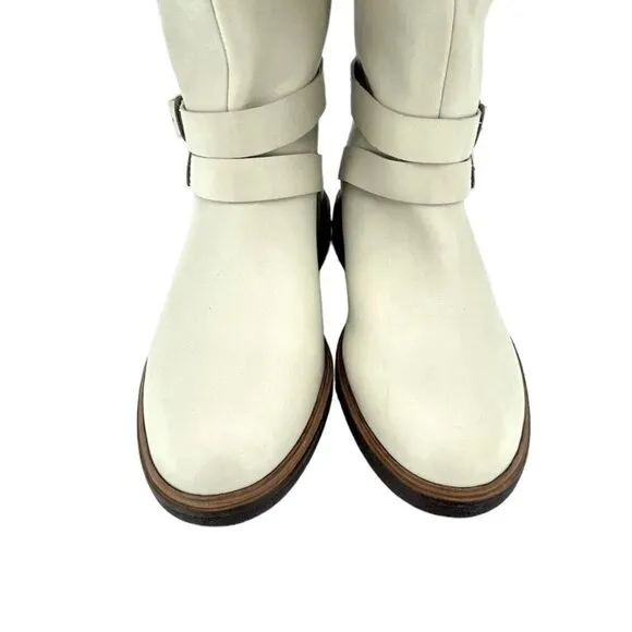 Timberland Boots RILEY FLAIR Pull On Fur Lining Cream Leather Sz 9 New