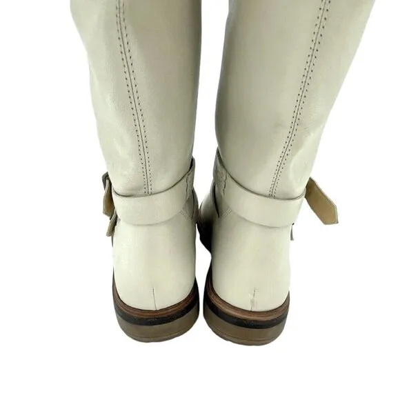 Timberland Boots RILEY FLAIR Pull On Fur Lining Cream Leather Sz 9 New
