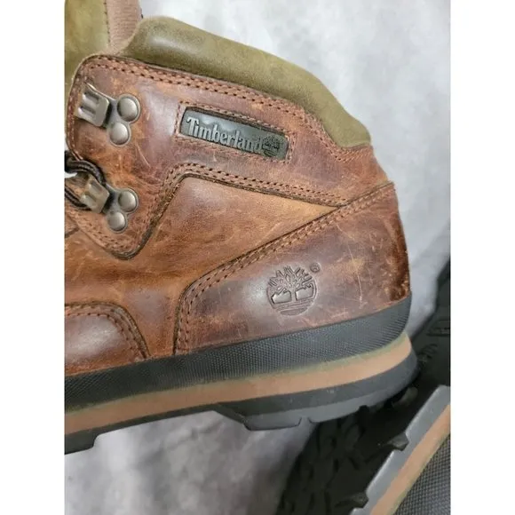 Timberland Eurohiker Brown Leather Ankle Hiking Boots Trail Mens Size US ‎ 12 M