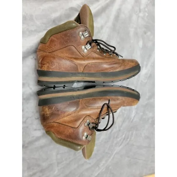 Timberland Eurohiker Brown Leather Ankle Hiking Boots Trail Mens Size US ‎ 12 M