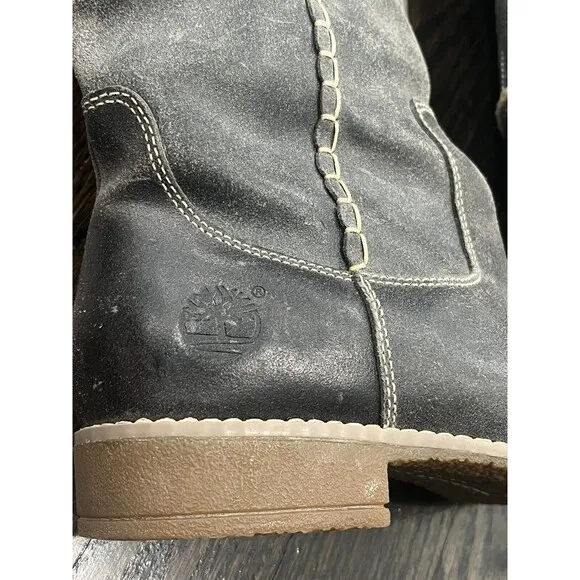 Timberland Leather Boots Womens 7 Shoreham Earthkeepers Shearling Fold Down Gray