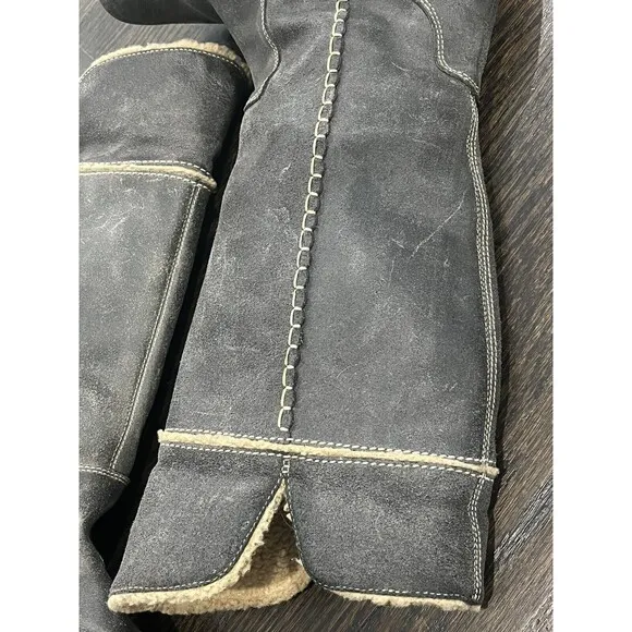 Timberland Leather Boots Womens 7 Shoreham Earthkeepers Shearling Fold Down Gray