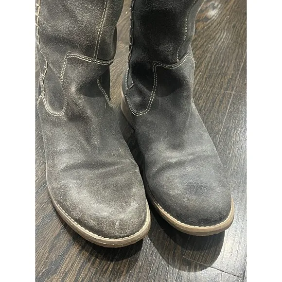 Timberland Leather Boots Womens 7 Shoreham Earthkeepers Shearling Fold Down Gray